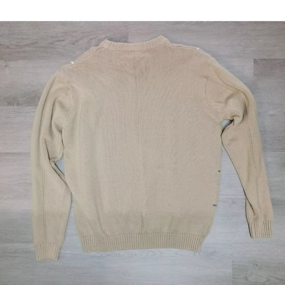 Bill Blass Vintage Cotton Striped Cable Knit Sweater Tan Unisex Size XL - Picture 6 of 6